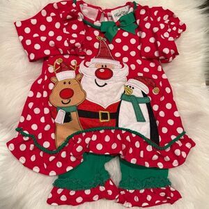 Rare Editions Toddler Girls Santa Reindeer Penguin Dot 2-pc Top & Leggings 2T